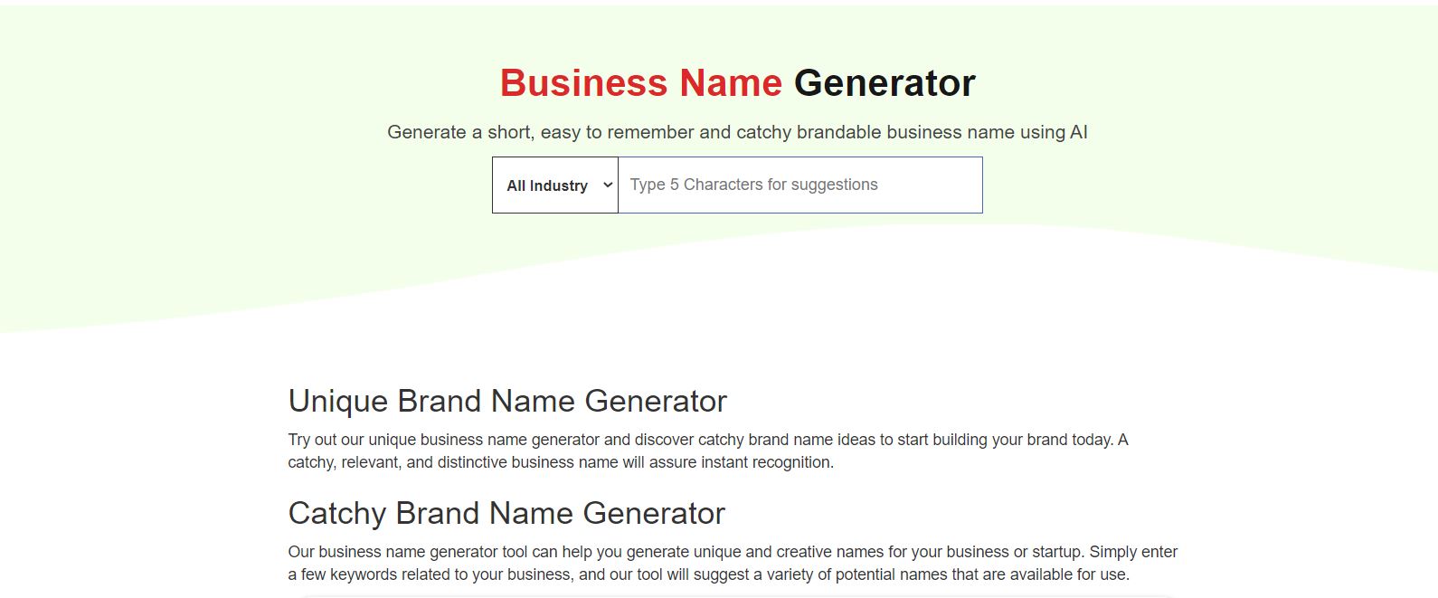 NameCatchy Business Namge Generator